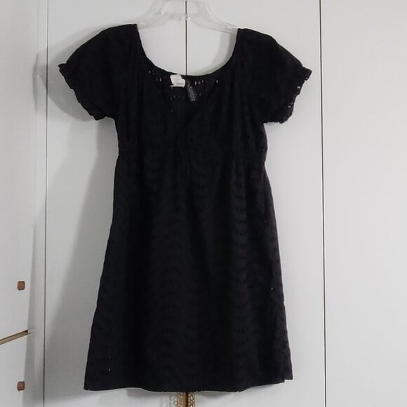 La Blanca Eyelet Coverup Dress Size M Black V-neck Swimwear 100% Cotton - Picture 1 of 5